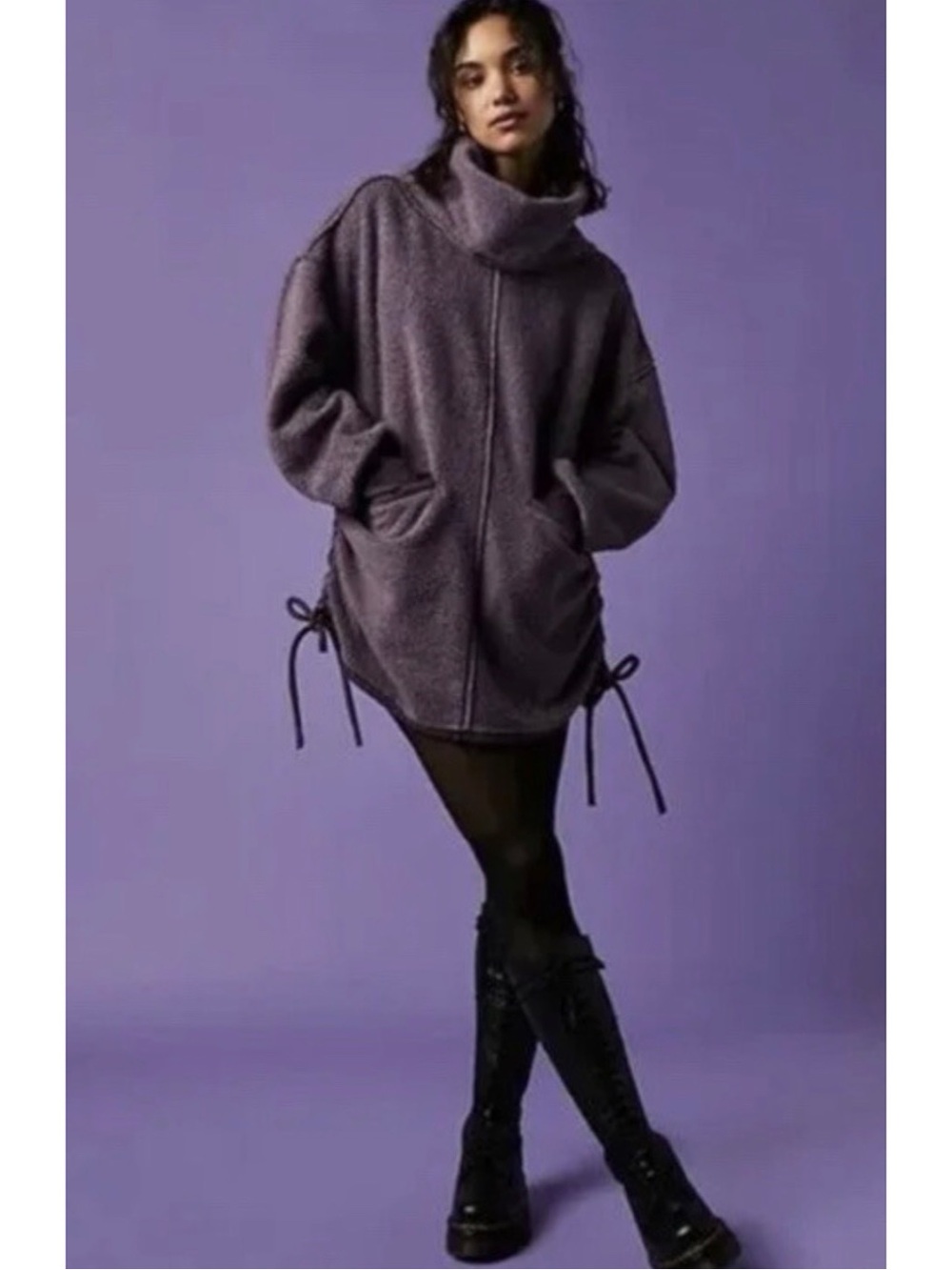 #1755 Free People Fireside Funnel Tunic Jacket Pullover Lilac Medium